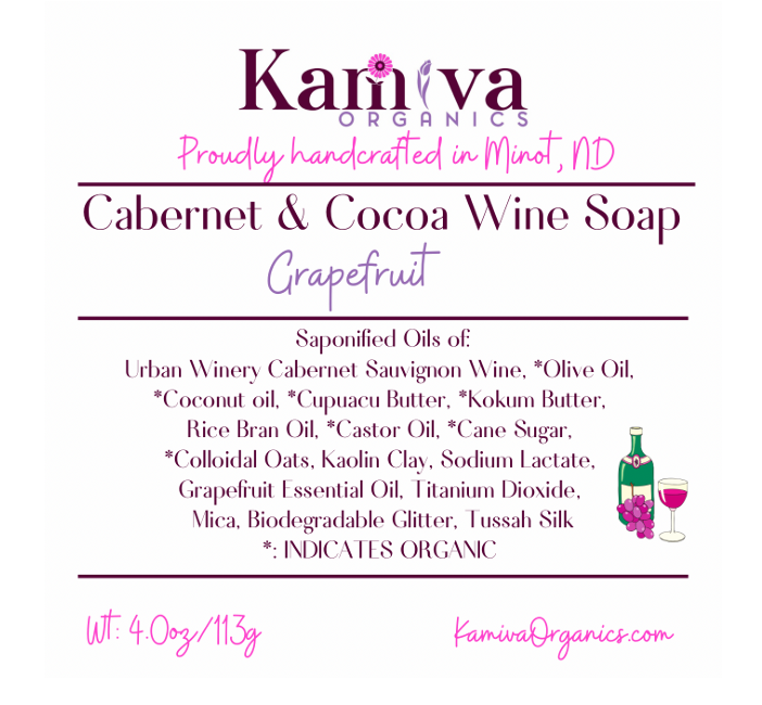 Cabernet and Cocoa Wine Soap - Grapefruit - Kamiva Organics