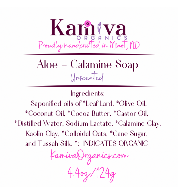 Aloe and Calamine Lard Soap - Kamiva Organics