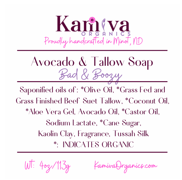 Avocado & Tallow Soap - Bad & Boozy - Kamiva Organics