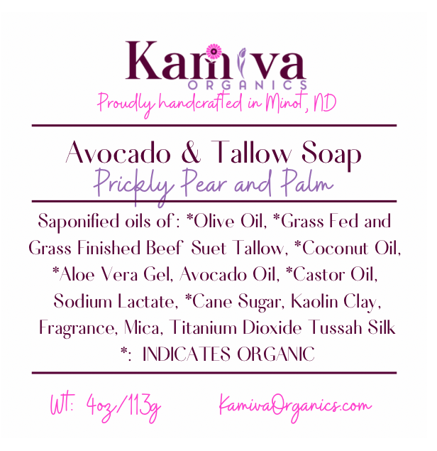 Avocado & Tallow Soap - Prickly Pear and Palm - Kamiva Organics