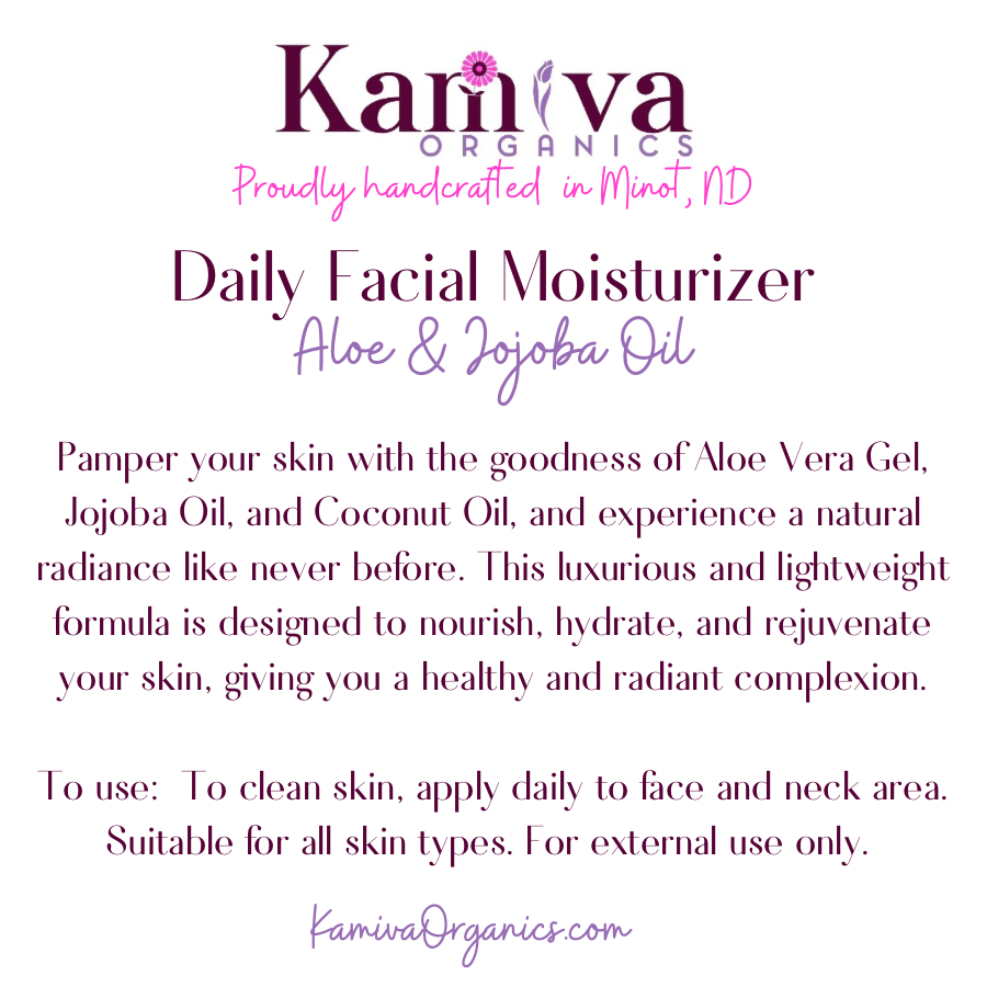 Daily Facial Moisturizer - Aloe & Jojoba Oil - Kamiva Organics