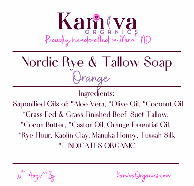 Nordic Rye and Tallow Soap - Orange - Kamiva Organics