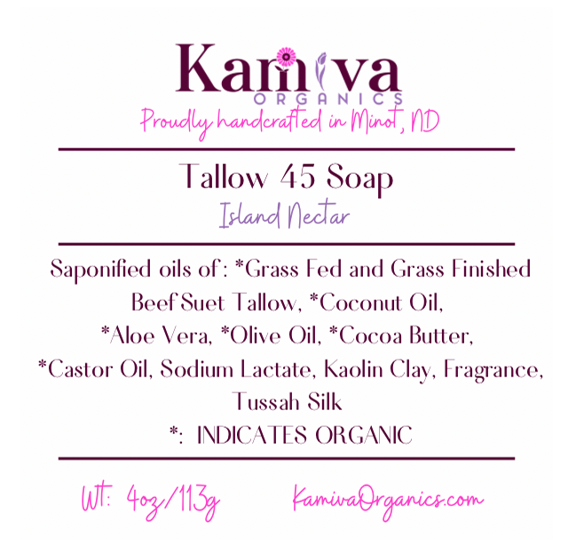 Tallow Soap (45%) - Island Nectar - Kamiva Organics